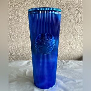 Starbucks Blue 2023 Pleated Cup Holiday Venti Metallic Cold Tumbler 24oz  NWOT
